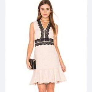 Rebecca Taylor Sleeveless Tweed Lace Dress In Ballerina Pink
